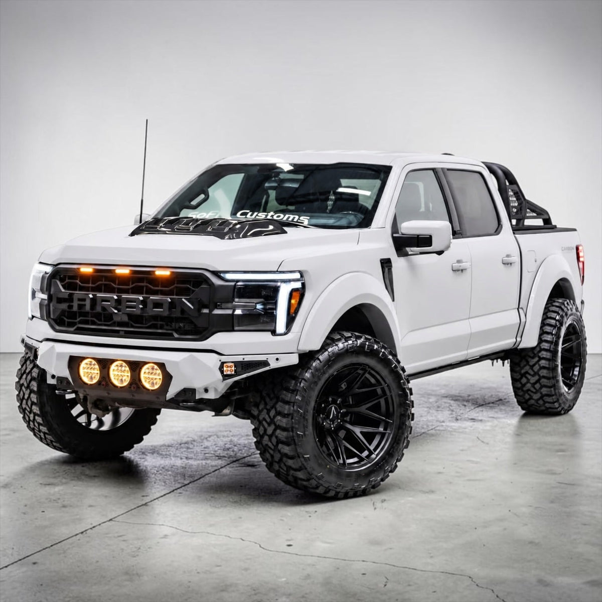 FORD F-150 LARIAT AND XLT 2021-2026 BAJA STEEL BUMPER WITH 3 CENTER LED LIGHTS and Skid Plate