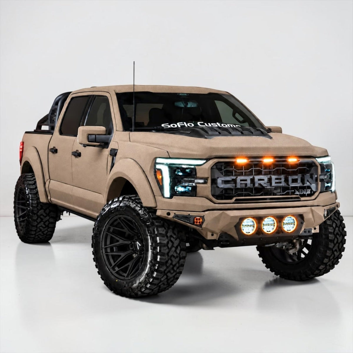 FORD F-150 LARIAT AND XLT 2021-2026 BAJA STEEL BUMPER WITH 3 CENTER LED LIGHTS and Skid Plate