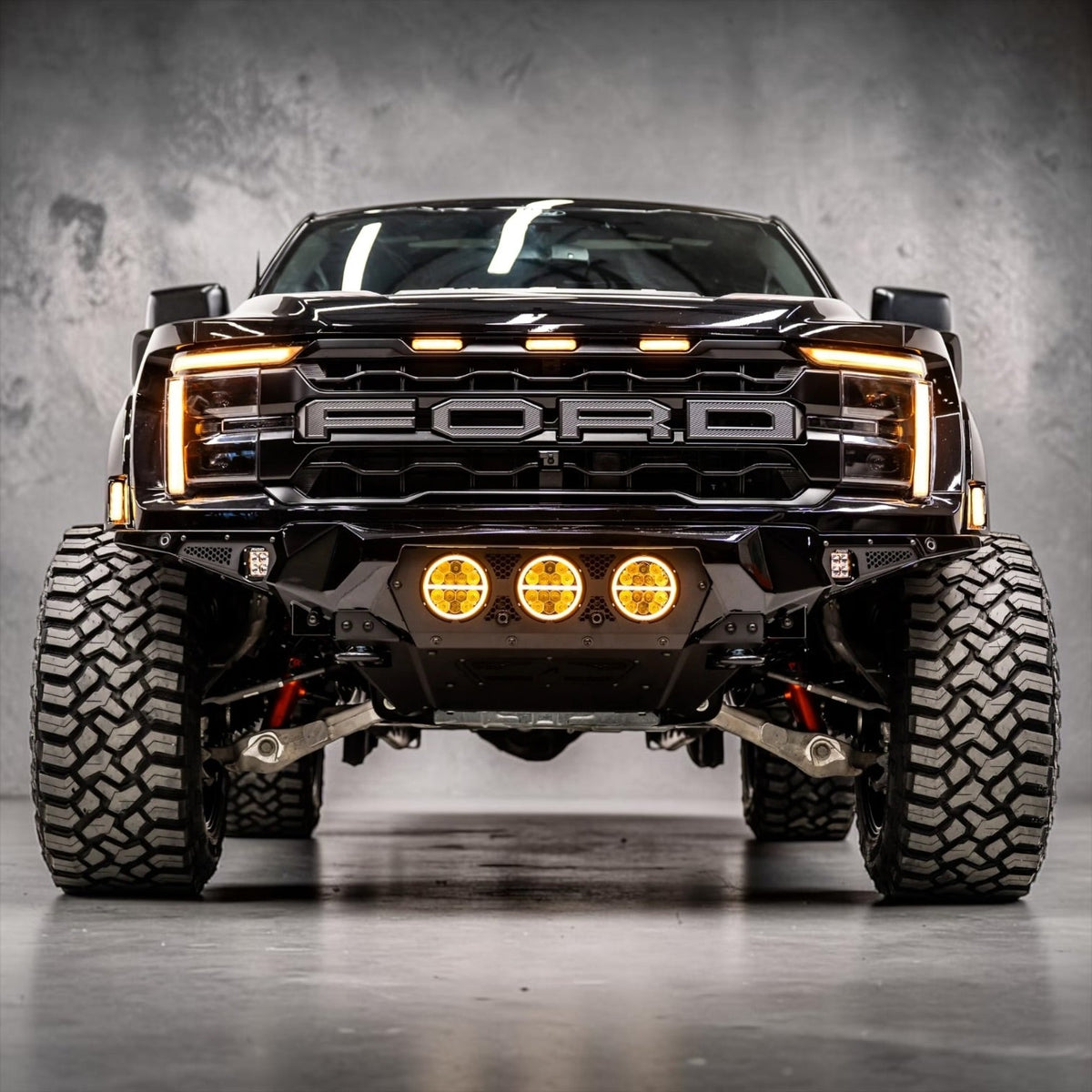 FORD F-150 RAPTOR AND RAPTOR R 2021-2027 BAJA STEEL BUMPER WITH 3 CENTER LED LIGHTS and Skid Plate