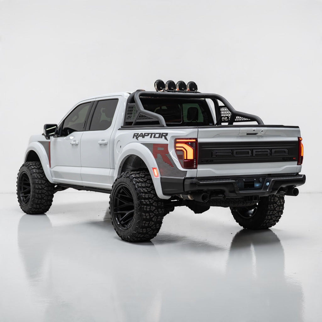 F150 ALUMINUM CHASE RACK 2021-2027 WITH (4) 6” LED FLOOD LIGHTS bed cage