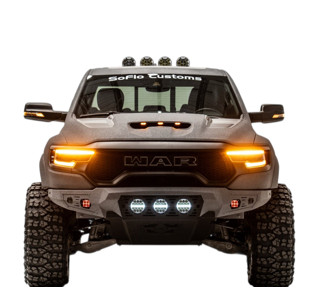RAM TRX Baja Front Bumper w/ 3 Center Lights & Skid Plate 2021-2024