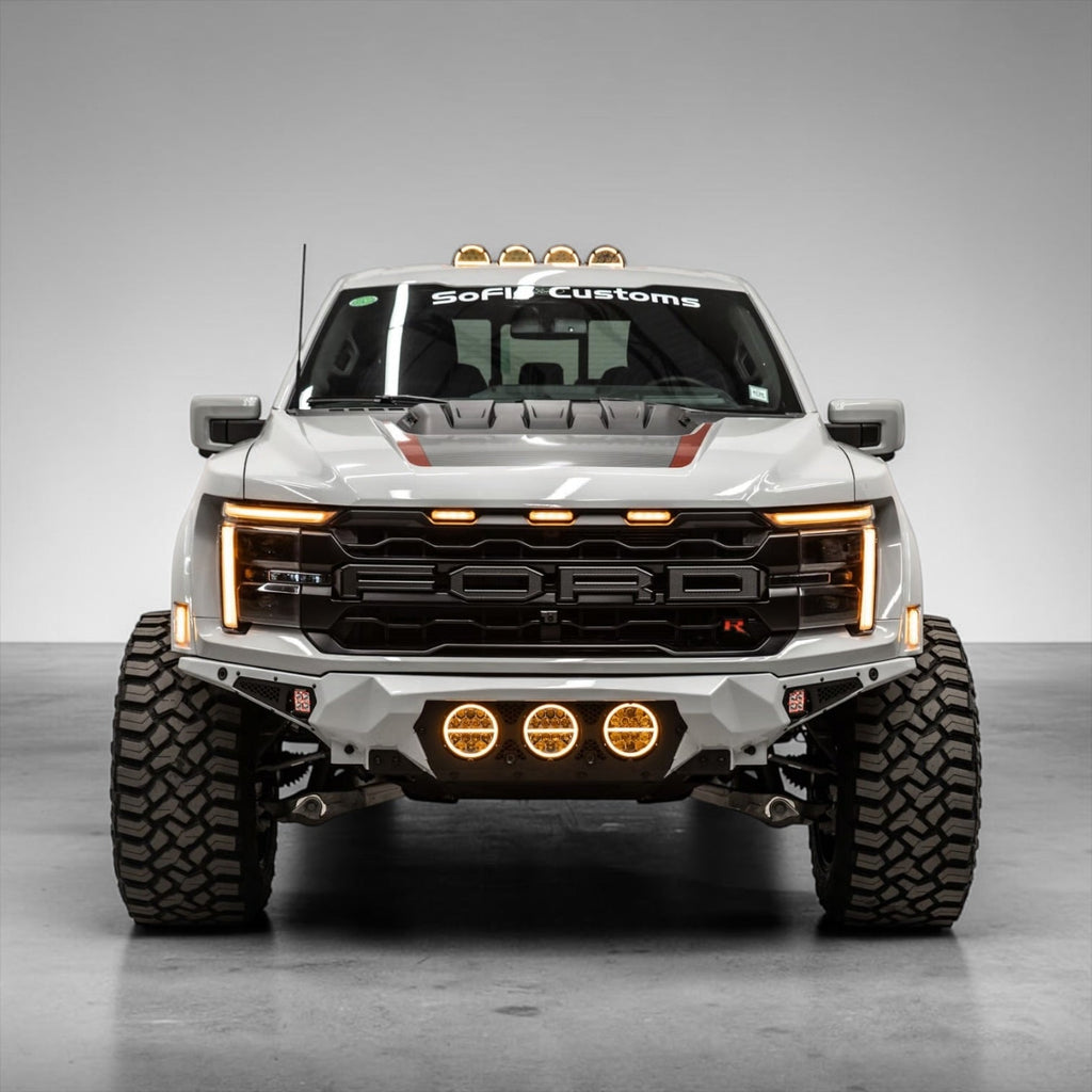 FORD F-150 RAPTOR AND RAPTOR R 2021-2027 BAJA STEEL BUMPER WITH 3 CENTER LED LIGHTS and Skid Plate