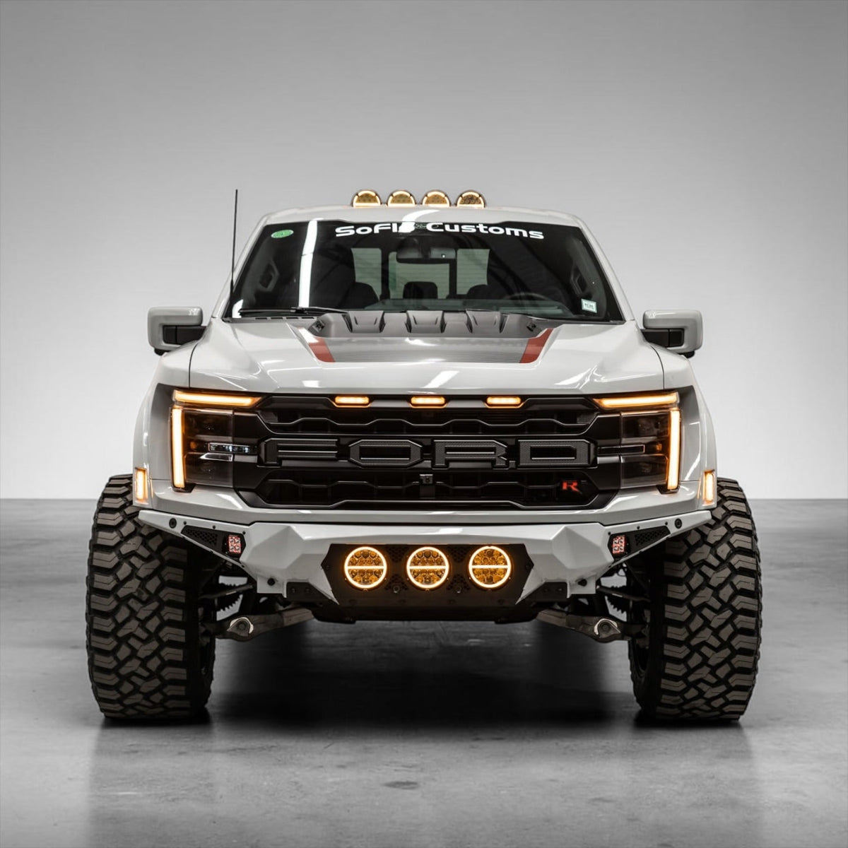 FORD F-150 RAPTOR AND RAPTOR R 2021-2027 BAJA STEEL BUMPER WITH 3 CENTER LED LIGHTS and Skid Plate