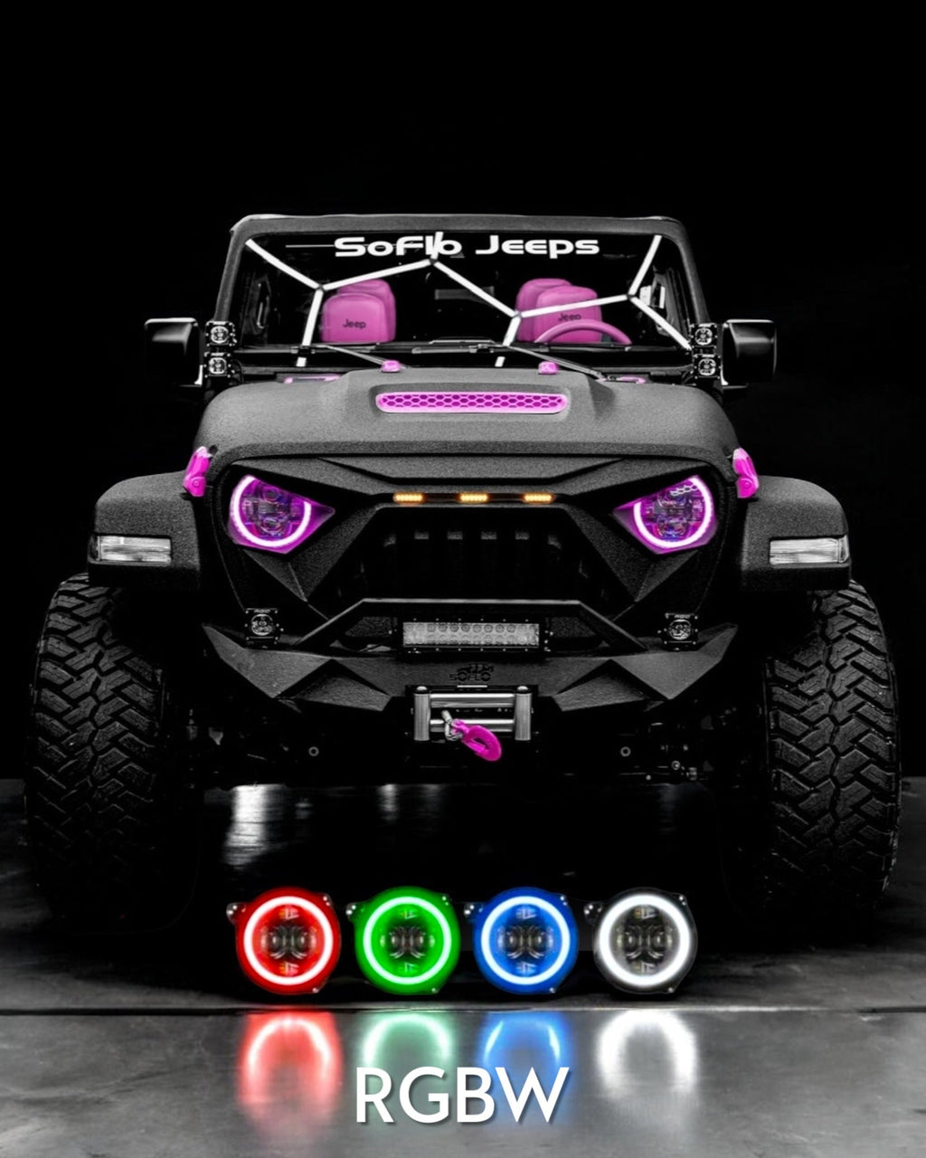 Jeep Wrangler Color Changing RGBW Halo Headlights 2018-2027