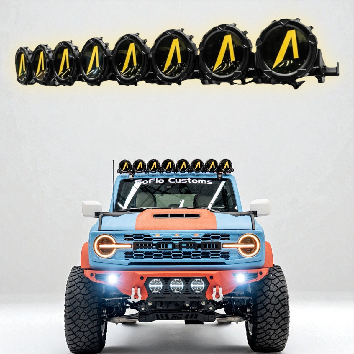 Bronco 2021-2026 8 LED Circle Light Bar with A Covers