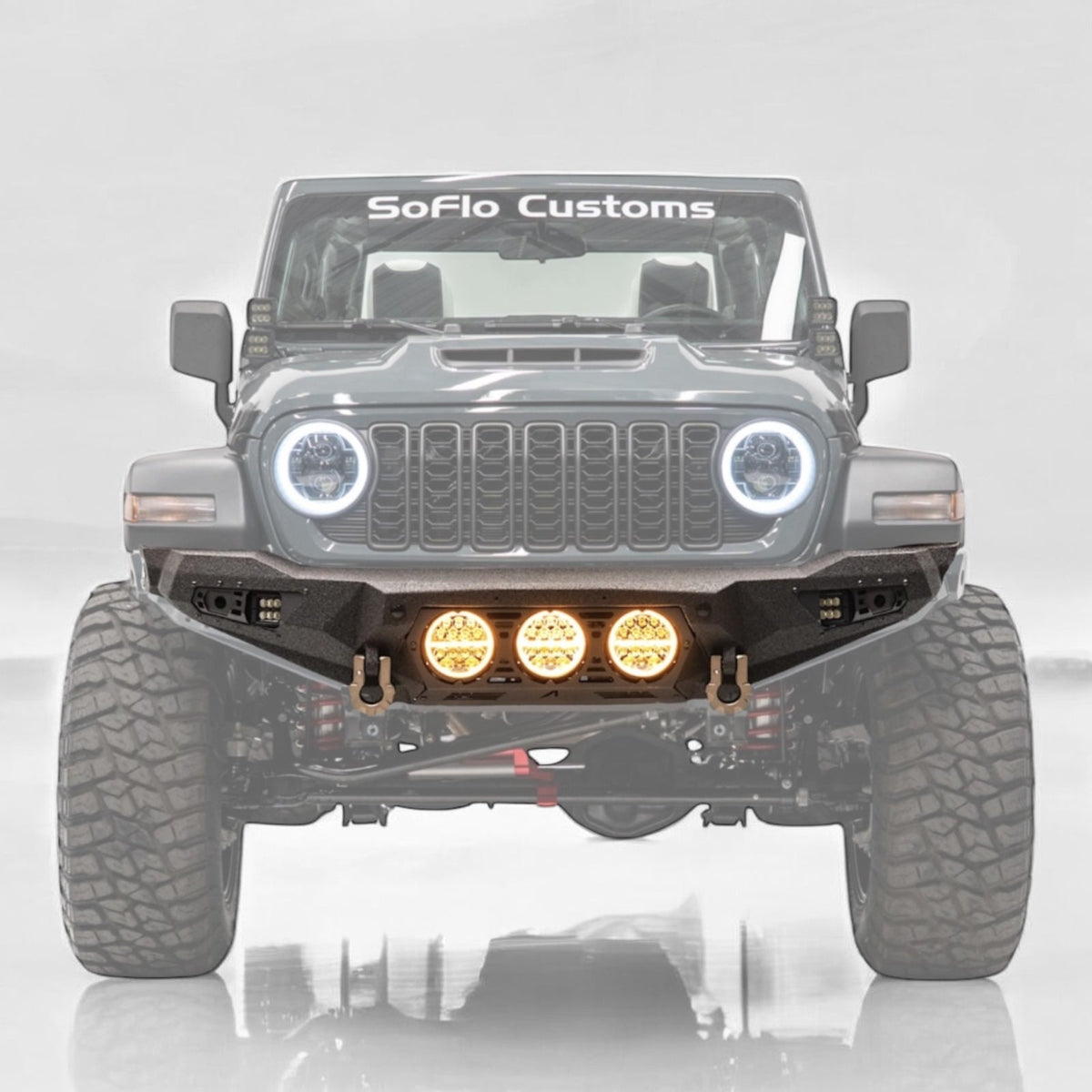 Jeep Gladiator Baja Steel Front Bumper with 3 LED Lights 2020-2027