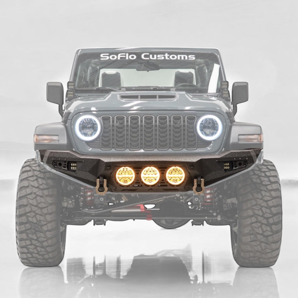 Jeep Wrangler Baja Steel Front Bumper with 3 LED Lights 2018-2027