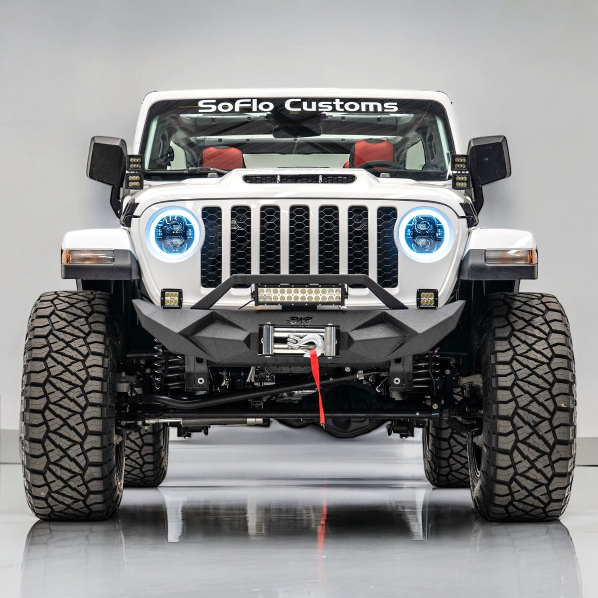 Jeep Gladiator Front Bumper Stubby 2020-2027 with Cube Lights and Light Bar