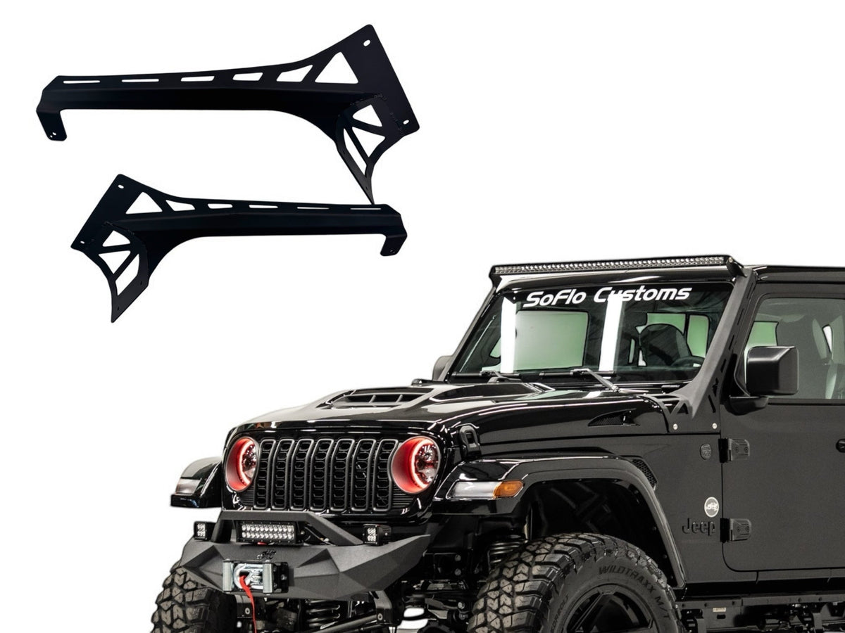 Aluminum Brackets and 52” Light bar with LED Light Bar for Jeep Wrangler 2018-2027