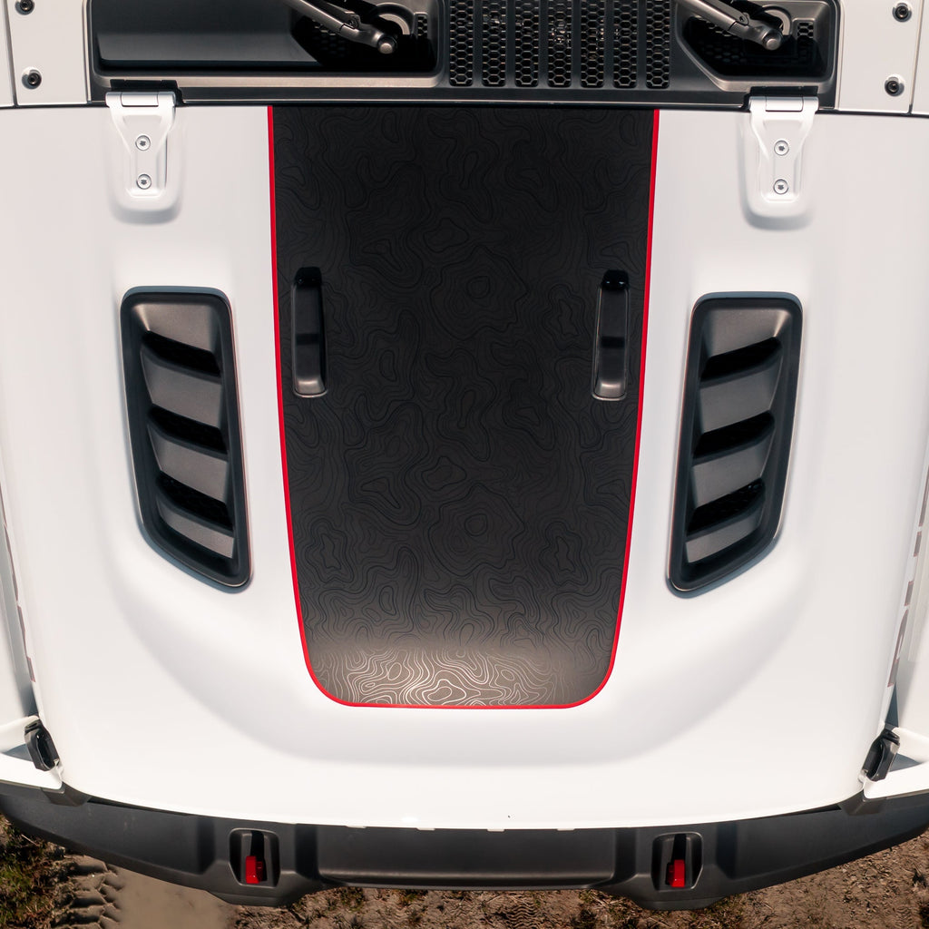 Hood Graphic for RUBICON | Black Topo - fits Wrangler JL & Gladiator JT