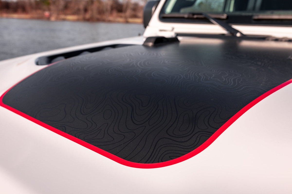 Hood Graphic for RUBICON | Black Topo - fits Wrangler JL & Gladiator JT