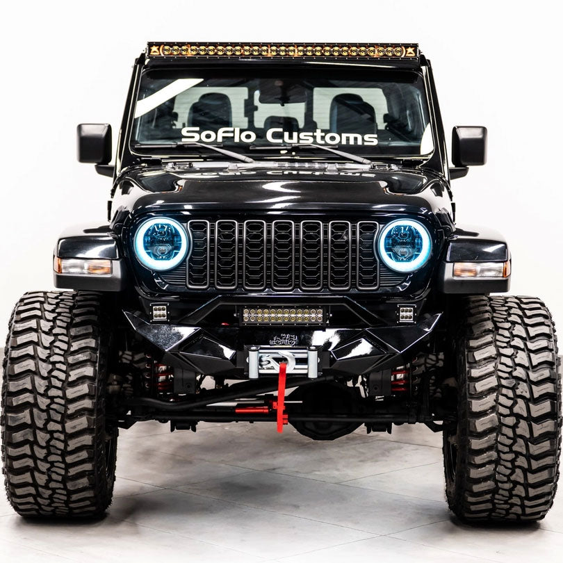 Jeep Gladiator Front Bumper Stubby 2020-2027 with Cube Lights and Light Bar
