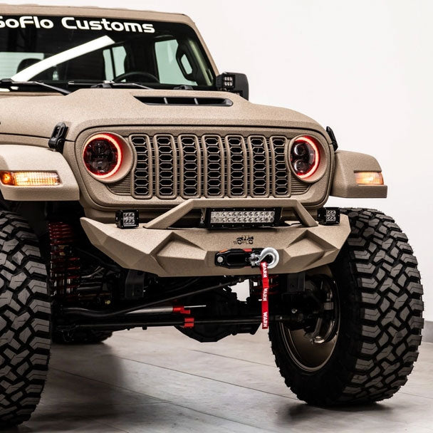 Jeep Gladiator Front Bumper Stubby 2020-2027 with Cube Lights and Light Bar