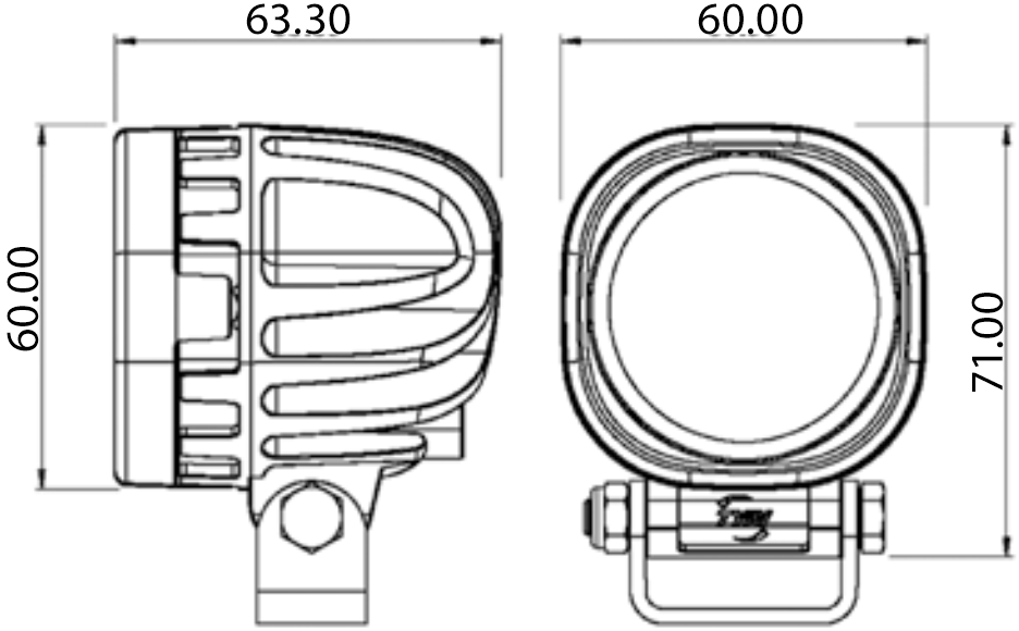 BLU-102-1 0606 LED 720 eLumen, 12V-48V, Wide Symmetric (Flood)