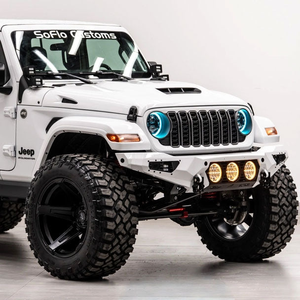 Jeep Wrangler Baja Steel Front Bumper with 3 LED Lights 2018-2027